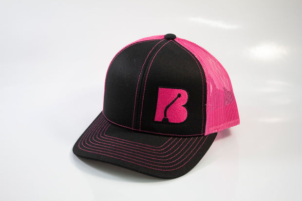 Bowler Trucker Mesh Hat Hot Pink / Black